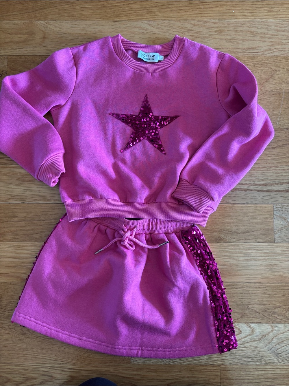 Molly Bracken Pink Sequin Star Pajama Set